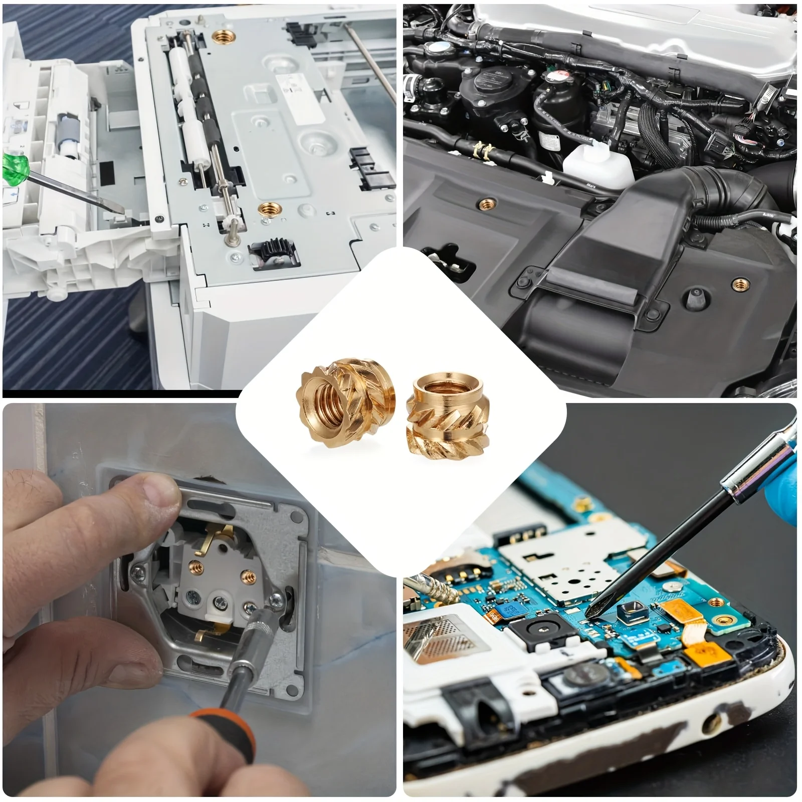 300개 황동 나사산 인서트 키트 M2 M2.5 M3 M4 M5 M6 널링 열 세팅 인서트 (3D 프린팅, 플라스틱 부품, 가구용)