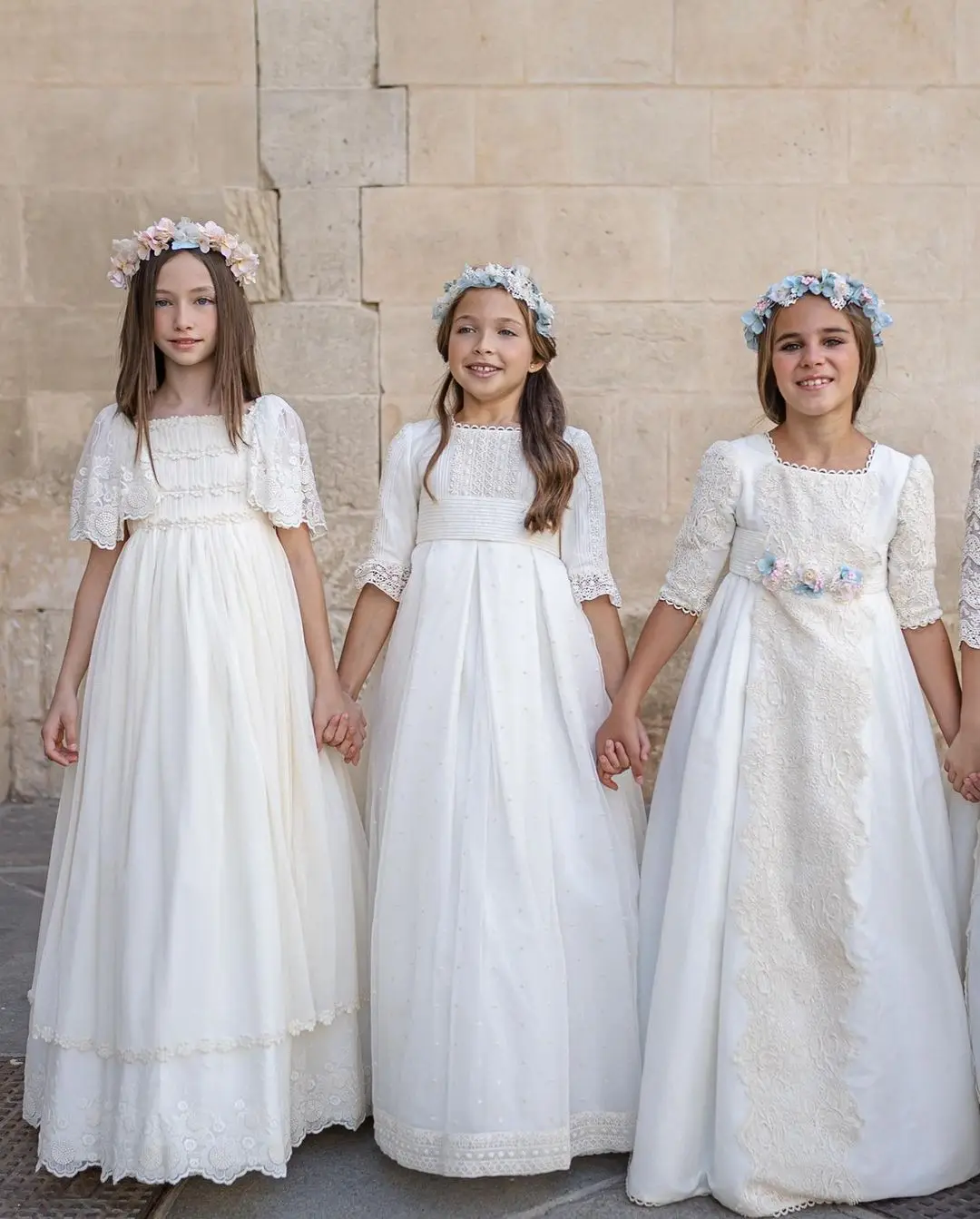 FATAPAESE-Robe de Communion Blanche en Dentelle pour Fille, Tenue de Princesse Vintage, avec Ceinture en Ruban, Ligne A, en Coton, pour Demoiselle d'Honneur, ixde Mariage