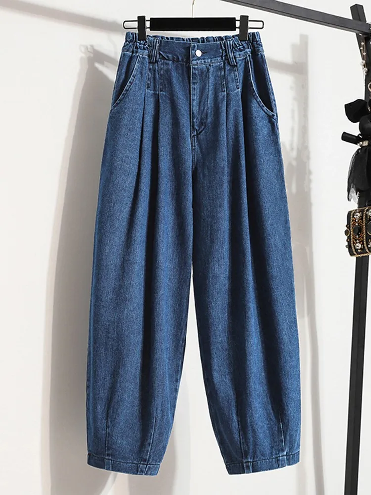 

Женские повседневные джинсы, Новое поступление 2023, уличная одежда в Корейском стиле, универсальные свободные женские джинсовые брюки до щиколотки с высокой талией, B2051