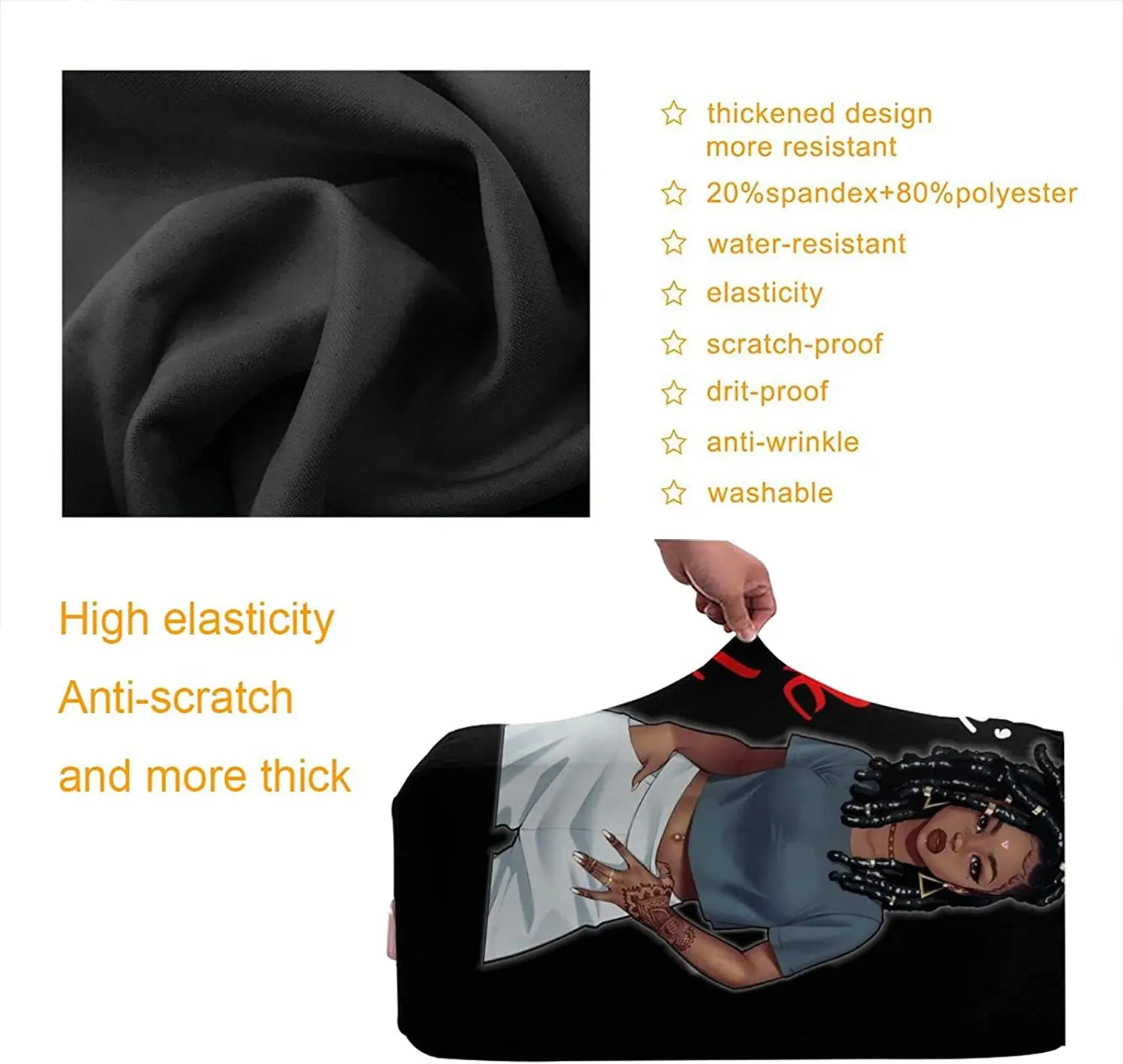 Travel Suitcase Protector African American Woman Elastic Protective Washable Luggage Cover With Concealed Zipper
