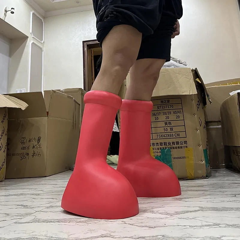 Astro Boy Cartoon Red Big Boots Child Red Rain Shoes Thick Bottom