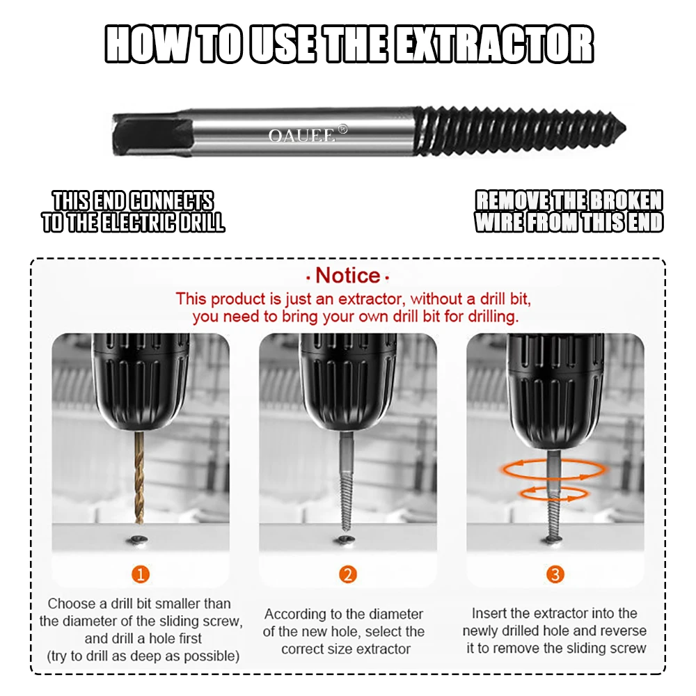 Extractor de tornillos de 5/6 piezas, juego de guías de brocas centrales, perno dañado roto, duradero, fácil de quitar, taladro central, herramientas de pernos dañados