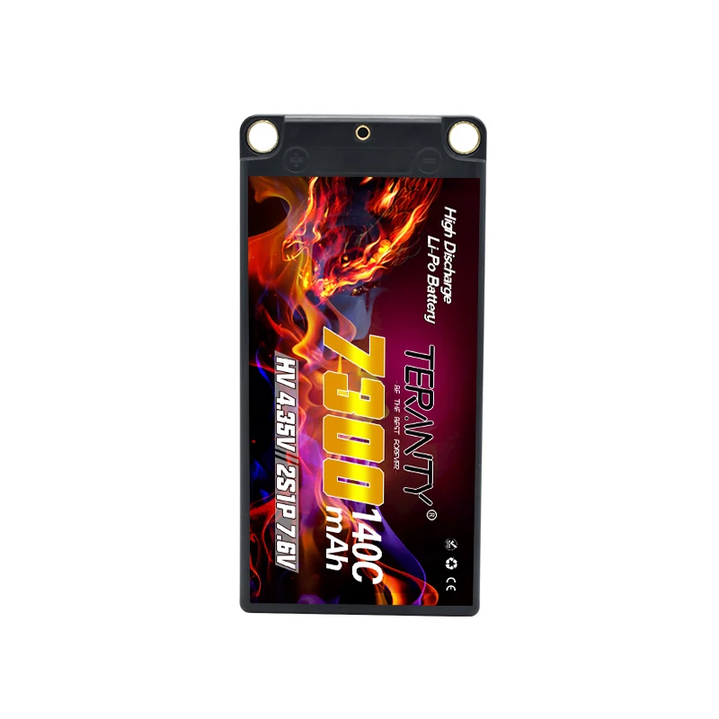 Deux batteries LiPo 7.4V 5200mAh 50C côte à côte, prêtes pour RC voiture, drone ou hélicoptère.