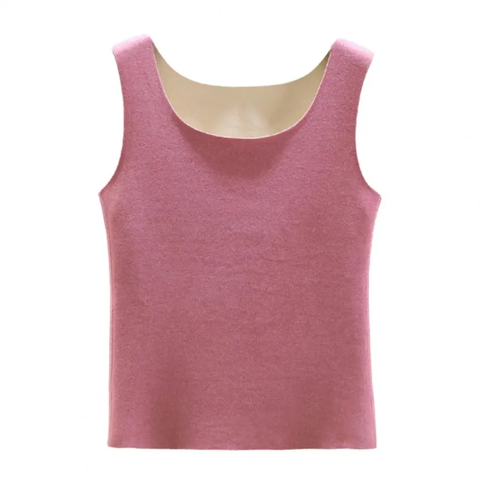 

Women Bust-fitting Thermal Vest De Velvet O-neck Tank Top for Autumn Warm Underwear Bottoming Tops