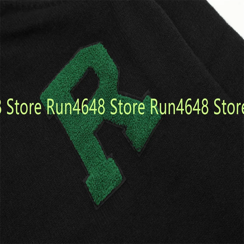 RAF SIMONS Vintage Sweater Black Autumn/Winter High Quality Extra Large Size Towel Embroidery Letter RAF SIMONS Knit Pullover