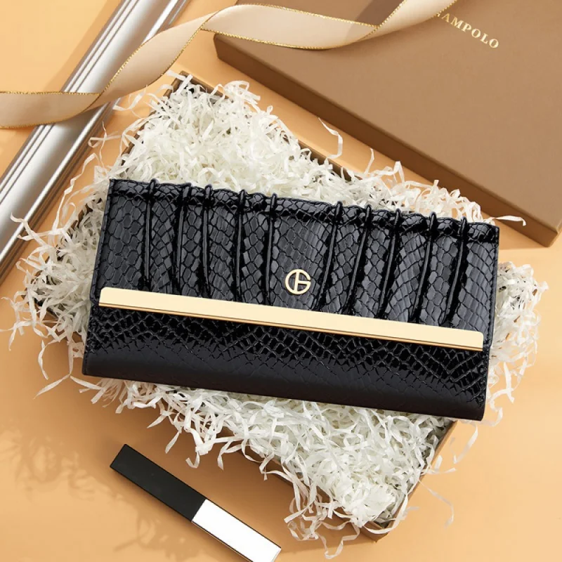 

Paul Wallet Female Long Genuine Leather 2023 New High-End Clutch Large Capacity Fashion Three Fold Wholesale