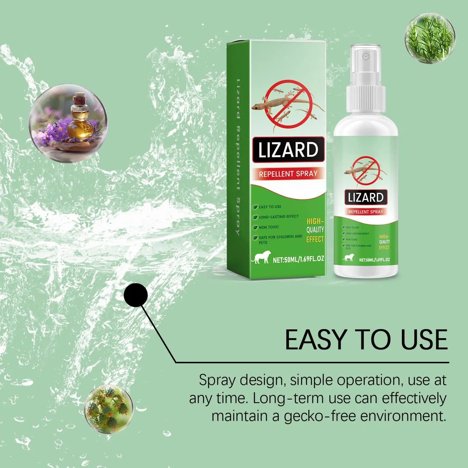 Rodents Repellents Indoor 50ml Lizard Repellents Lavender Oil Gecko Spray Powerful Reptile Deterrening Pet Safe Repel Repeller - 3