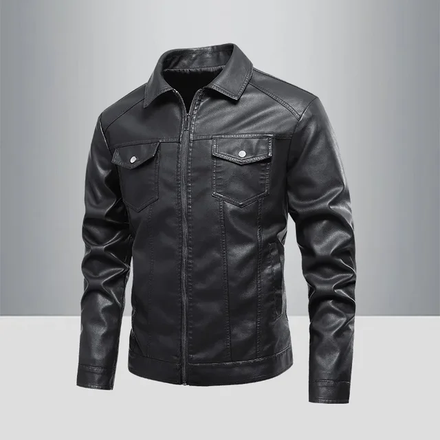 New Men's Leather Jacket Cross-Border Style Motorcycle Clothing PU Jacket Fashionable Men's Outerwear For All Seasons