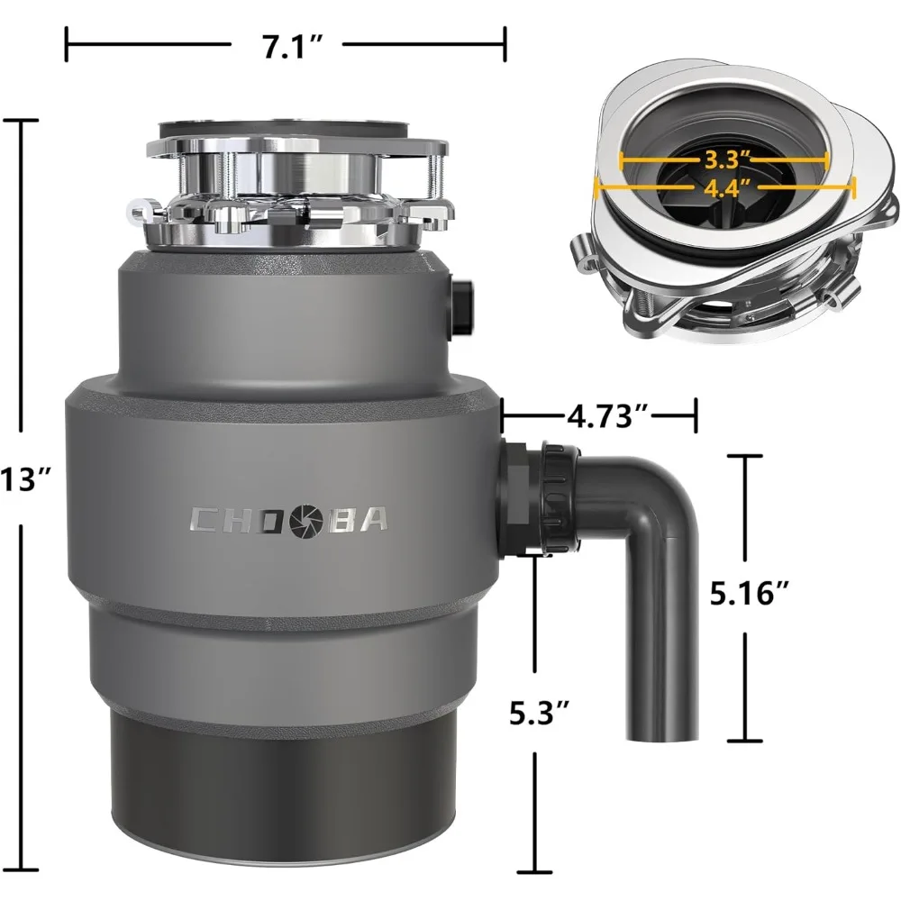 Garbage Disposal 3/4HP, Food Waste Continuous Feed, Garbage with Power Cord,Quiet Garbage,the splash guard has been redesigned 5