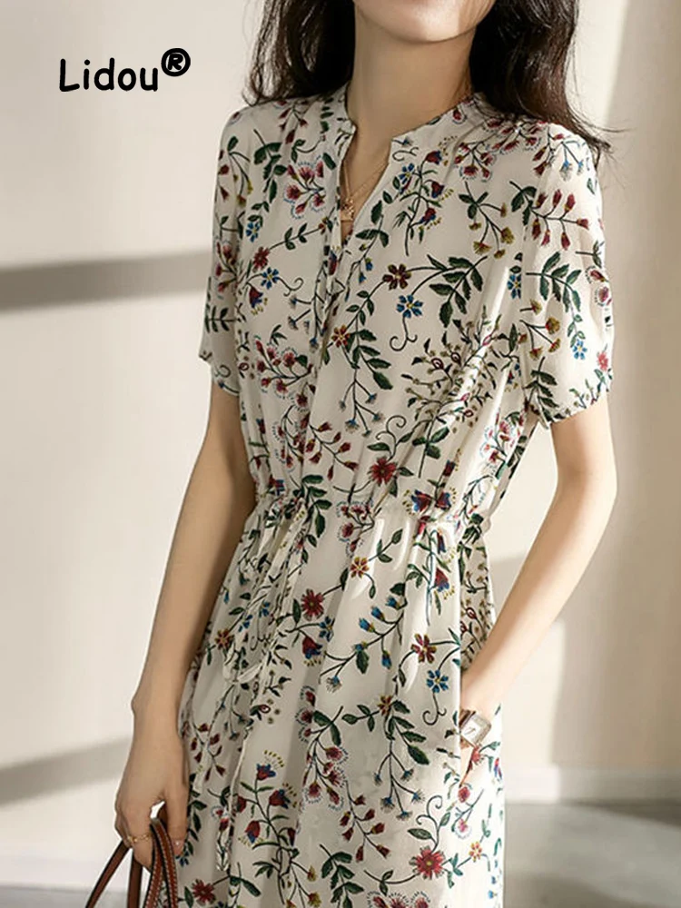 Robe Chemisier H&M Taille 2 - Imprimé élégant - Satin - Occasion Très Bon état
