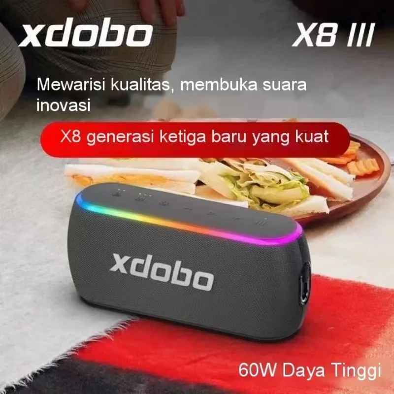 

Hot Sale XDOBO X8III 60W Portable Wireless Speakers IPX5 Waterproof 6600mAh Suporrt TF/AUX TWS Boombox