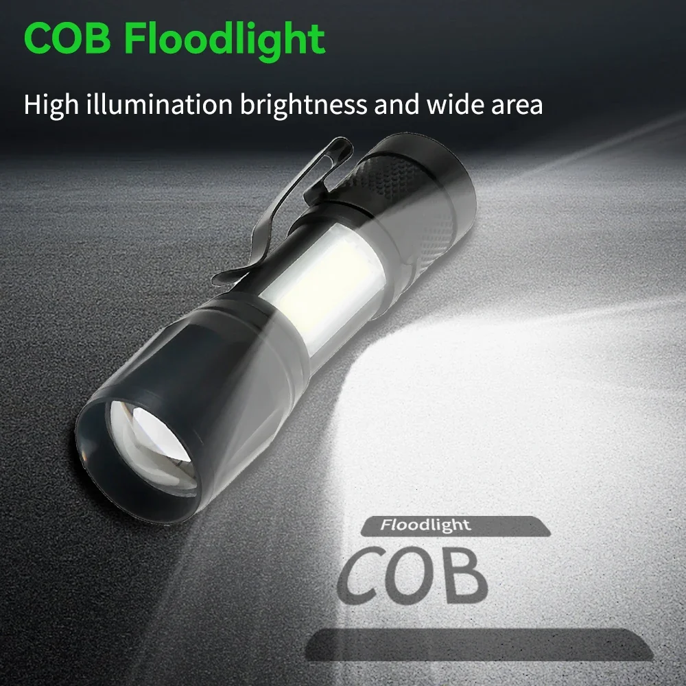 Mini Rechargeable LED Flashlight Use XPE COB Lamp Bead Double Light Source Flash Light for Adventure Camping Fishing Mountaineer led flashlight mini flashlight led flashlights mini led flashlight