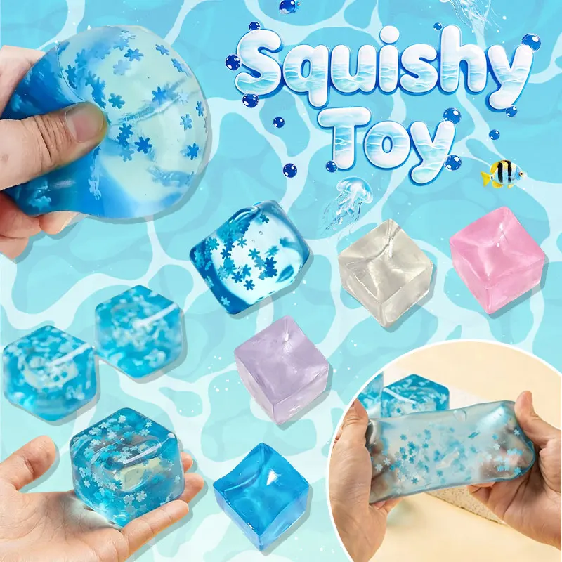 Snowflake Cube Squishy Toys Small Ice Cubes Anti-Stress Colorful Squeeze Toy Super Slow Rebound For Adults Party Favors_voghion.com