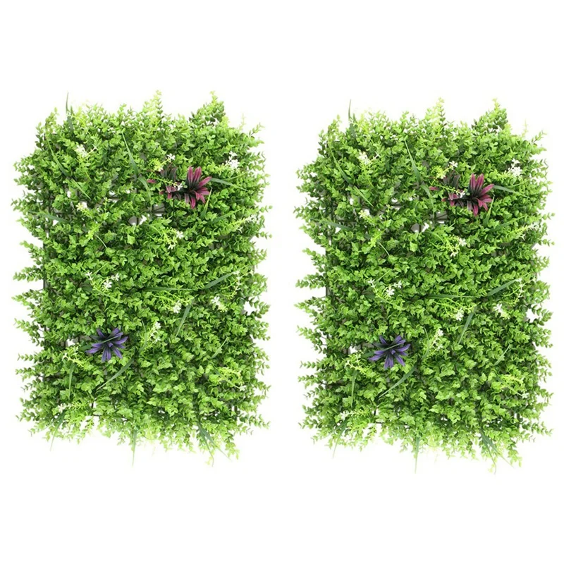 

2Pcs 60X40cm Artificial Meadow Artificial Grass Wall Panel For Wedding Or Home Decorations - 2