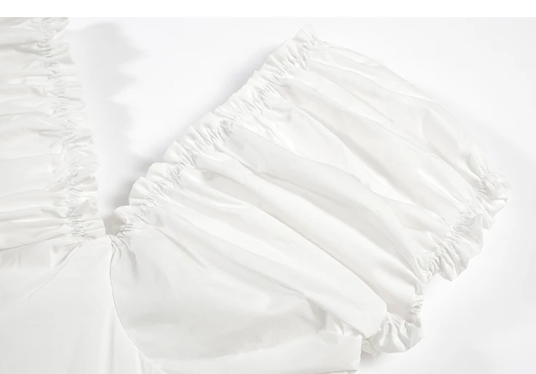 Casual Solid Midi Dresses for Women Korean Chic V-neck Backless High Waist Puff Sleeve A-line Party Dress Summer Vestidos Mujer