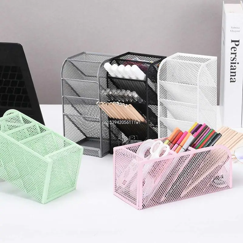 

Multifunctional Mesh Desk with 4 Girds Stationery Home Office Dropship