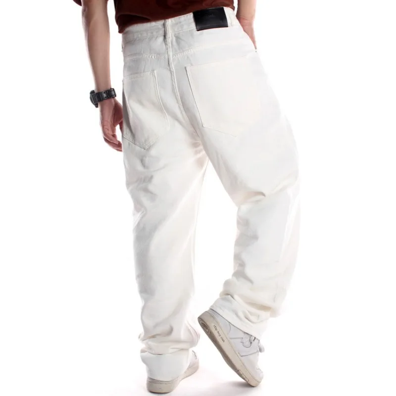 White Baggy Jeans for Men Hip Hop Fashion Oversized Denim Male