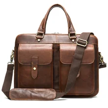 

Man Handbag Genuine Laptop Bag Leather Will Capacity 15 Inch Single Shoulder Affairs Computer Package Office Bags For Messenger