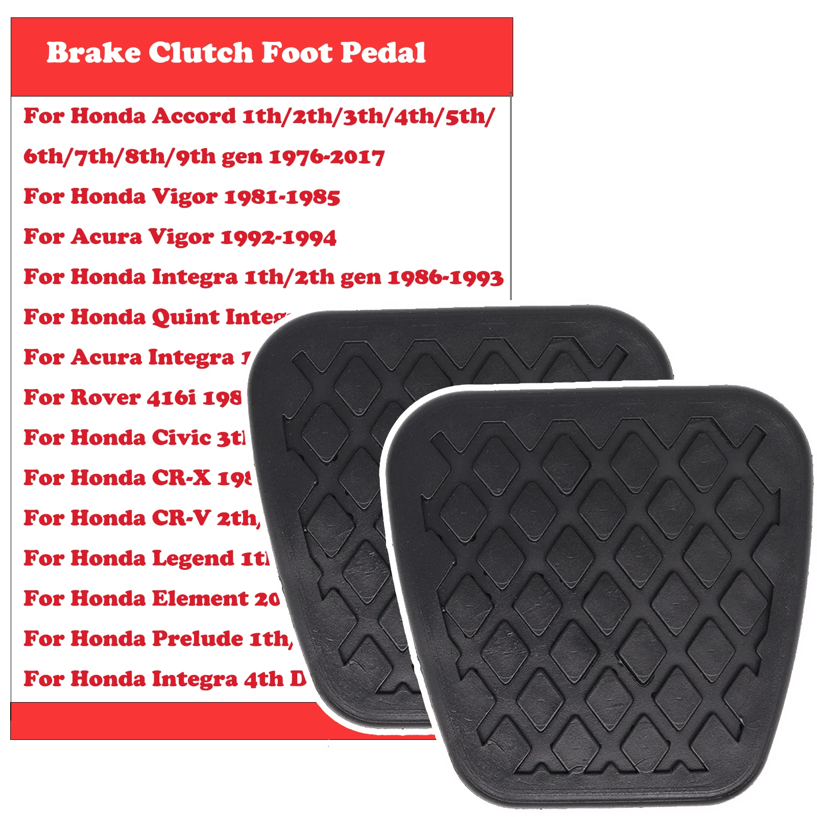 Couvre-pédales Caoutchouc Pour Honda CR-V 3ème Génération 2002-2011 – Frein Et Embrayage – Antidérapant, Noir – 2 Pièces