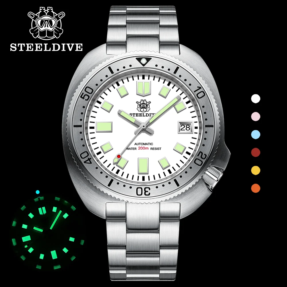 

STEELDIVE SD1981 NEW Color Abalone Stainless Steel Bezel NH35 Movement Swiss Luminous 20Bar Waterproof Luxury Mechanical Watch