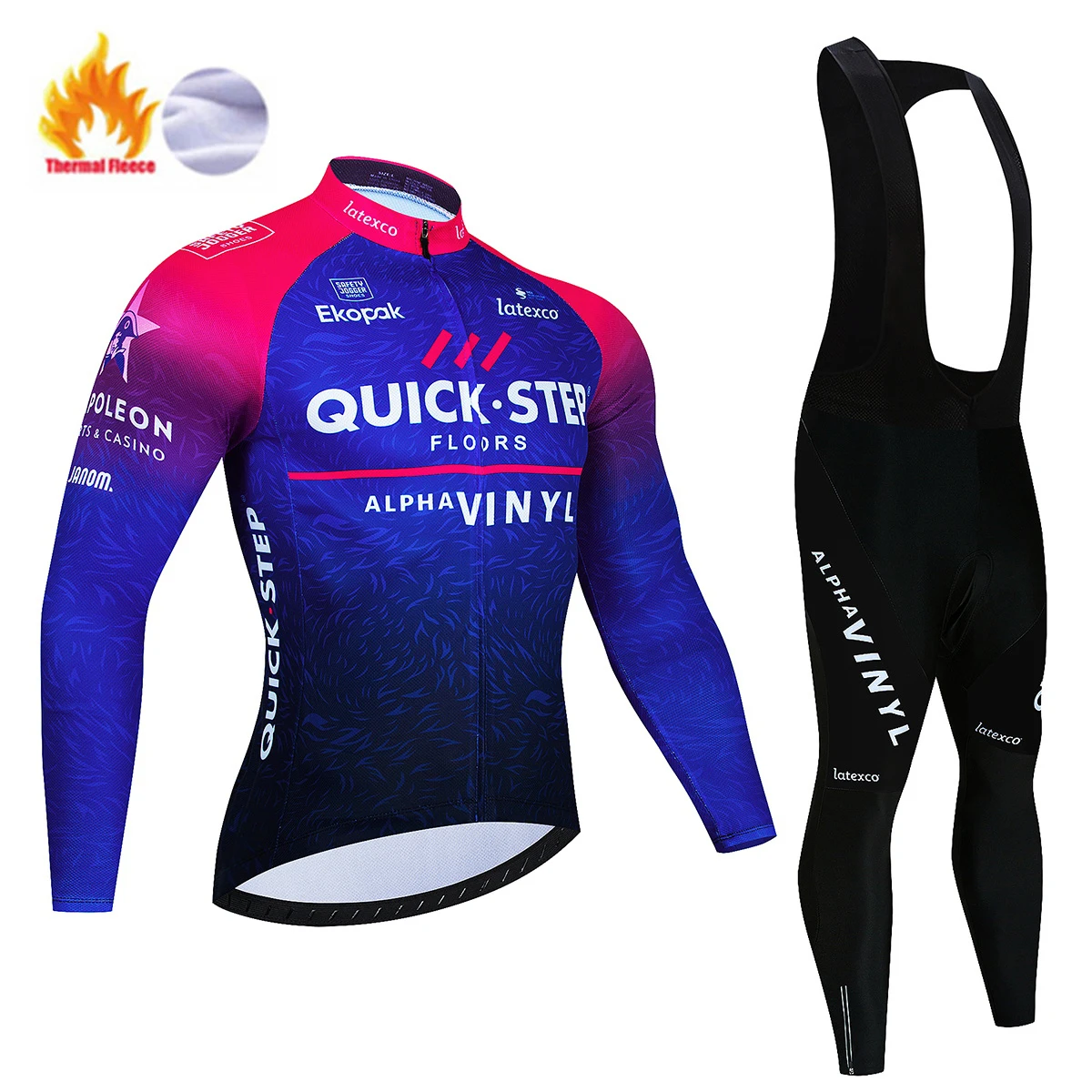 Winter Cycling Jersey Set QUICK STEP Thermal Fleece Cycling Clothes MTB Bicycle Clothing Keep Warm Mountain Bike Cycling Wear 4