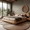 Wabi Sandy Wind Natural Edge 1.8 meters double bed, log wind solid wood bed, hotel homestay villa floor bed 4