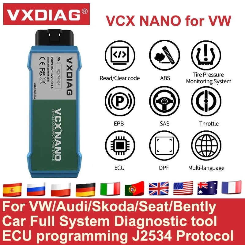 motorcycle oil temp gauge VXDIAG VCX NANO For VW 5054A Full System Diagnostic tool OBD2 Code Reader Scanner for Audi/Seat ECU programming J2534 Protocol motorcycle oil temp gauge