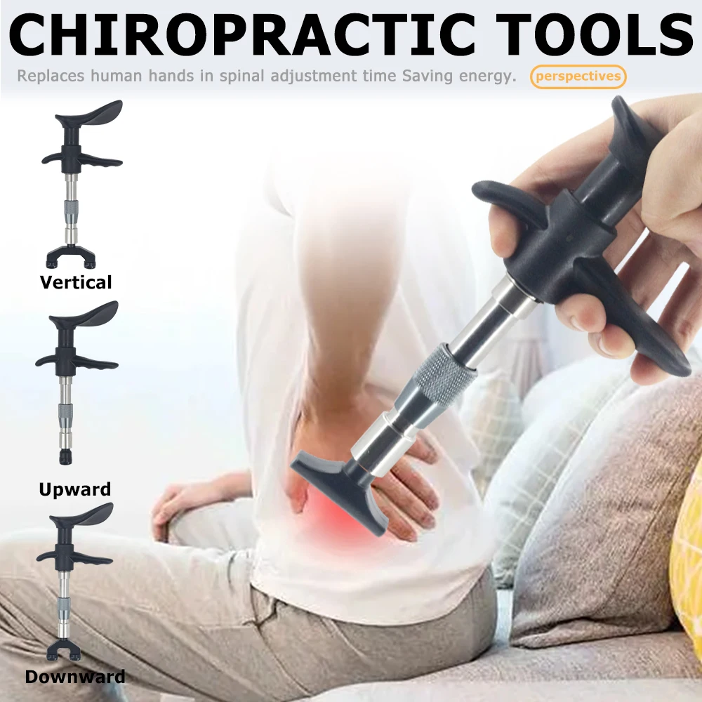 Chiropractic Adjusting Tools Spine Massage Gun 300N Relaxation Limb Pain Relief Therapy Correction Spinal 4 Head Manual Massager