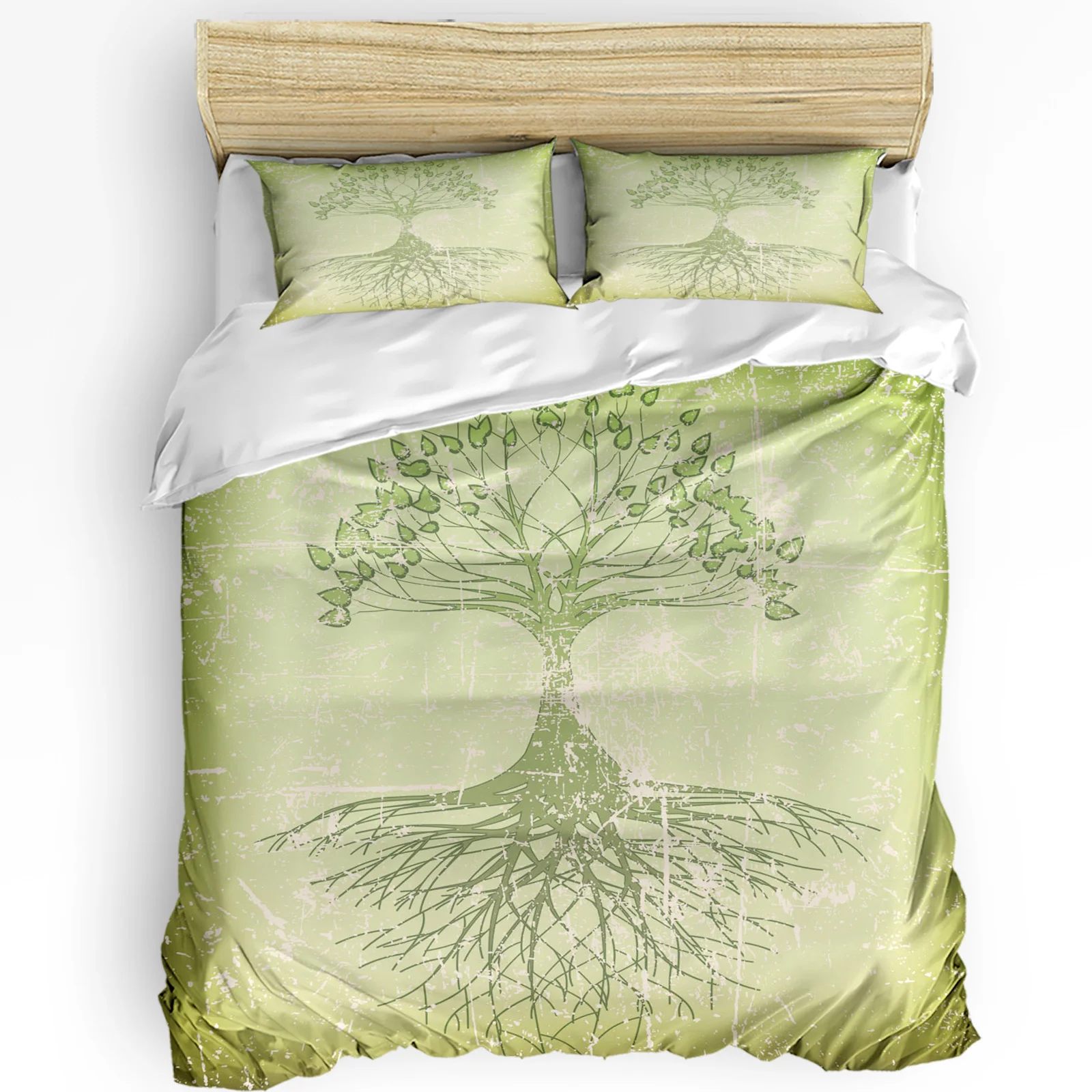 

Trees Leaves Shabby Retro Green Nature Art Duvet Cover 3pcs Bedding Set Home Textile Quilt Cover Pillowcases No Sheet