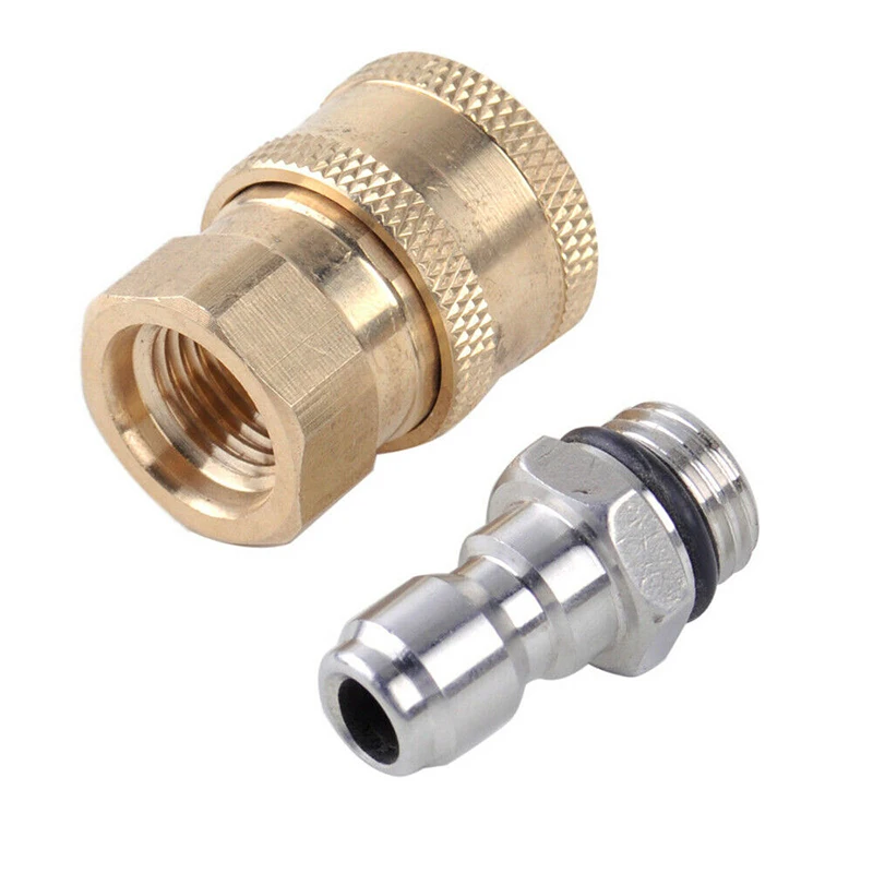

1Pair High Pressure Washer Adapter Quick Release Coupler 1/4 Male M22/14 Female Plug Brass Connector Garden Hose Cars Washer