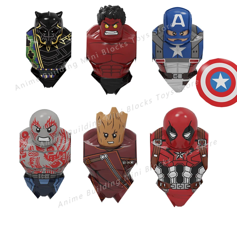 Pg8262 Disney Marvel Captain America Anime Action Figures Toys Deadpool Black Panther Loki Puzzle Block Brick Toy For Kids Gifts