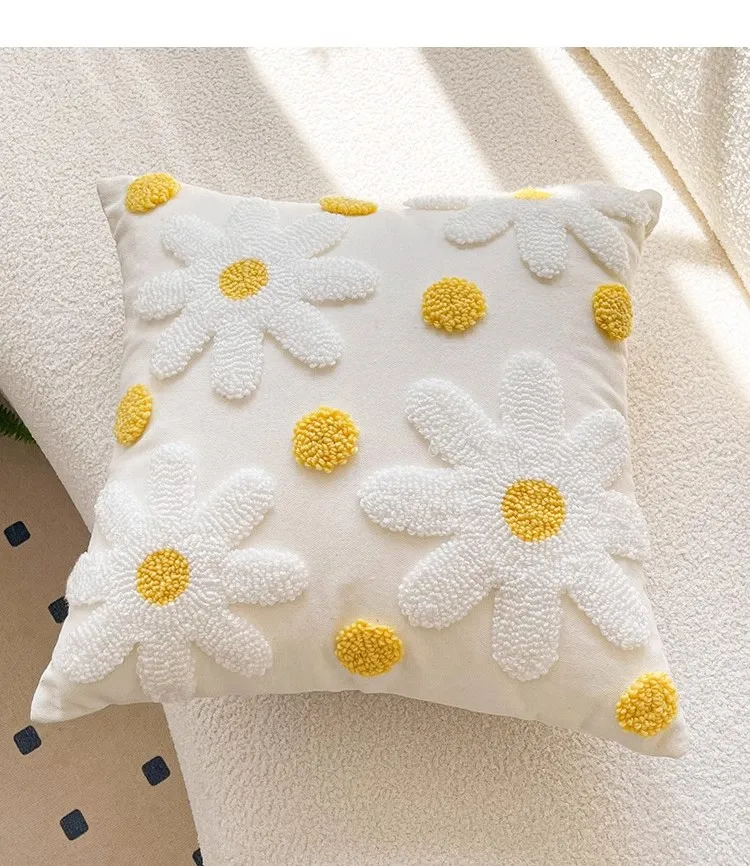 Ins Nordic Frische Gestickte Blume Kissenbezug Homestay Kissen Wohnzimmer Hause Sofa Dekor Kissen Rückenlehne Kissen Kissen Abdeckung – Detail 8