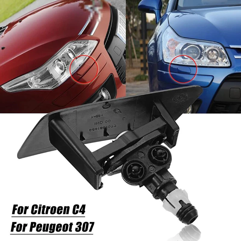 Kit 2 Ugelli Lavafari Auto In Plastica Nera Per Citroen C4 (2004-2008) – Sostituzione