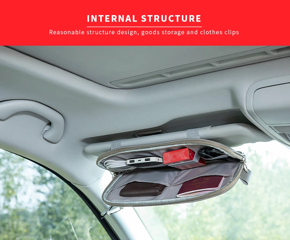 There are even room inside the car sun visor organizer like shown on the picture.