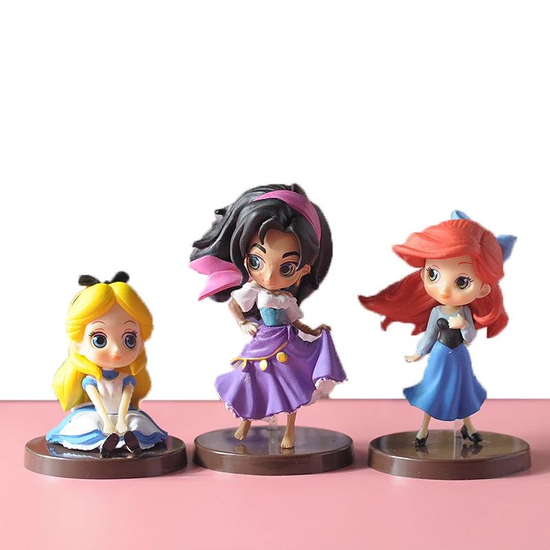 3pcs Disney Q Posket Princess Arial Pocahontas Belle Figure Characters Vol 6 Cake Decor Collection Kids Gift Action Figures Aliexpress