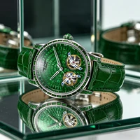 Montre mécanique de luxe pour homme PINDU Design 2026, nouvelle montre à double tourbillon, verre saphir, étanche, bracelet en cuir 2