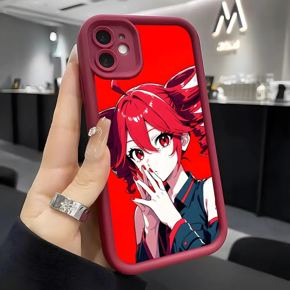 Wine Red Soft Silicone Phone Case Featuring K-Kasane Teto Design