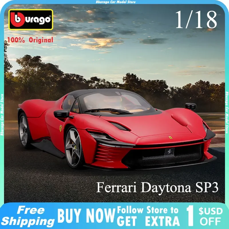 

Bburago Ferrari 1:18 Daytona Sp3 Sports Car Refined Version Model Car Static Simulation Die Cast Vehicles Collectible Display