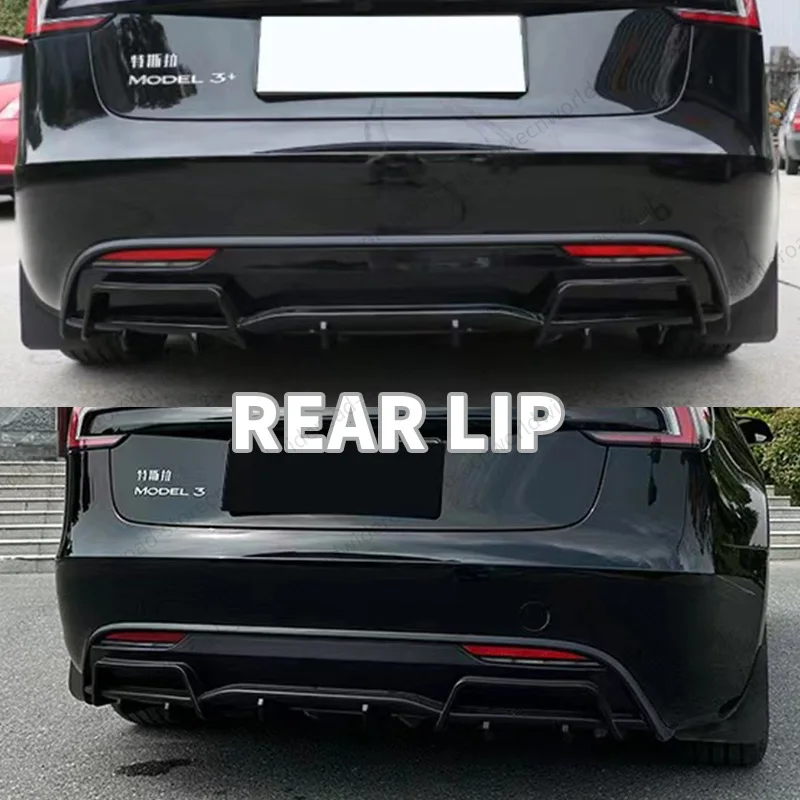 For Tesla -+ Highland Model 3 Gloss Matte Black Body Kits Bumper Lips Diffuser Spoiler Tunning Tesla Tuning Accessories