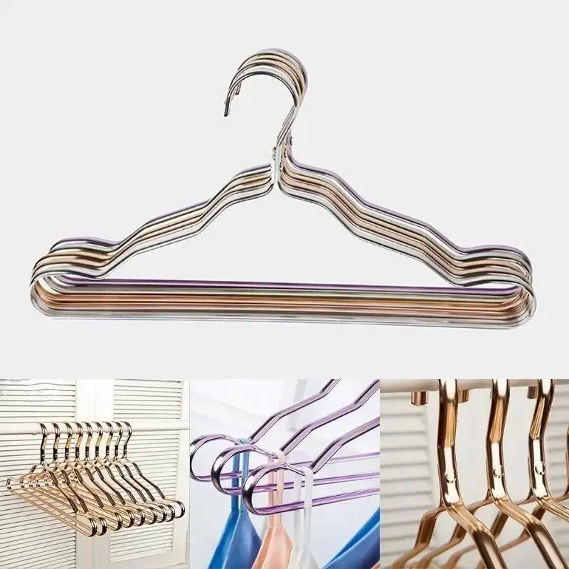 5 PCS/Set Aluminum Alloy Clothes Hanger Adult Clothes Hanger Sliding Seamless Metal Clothes Hanger Wardrobe Storage Rack
