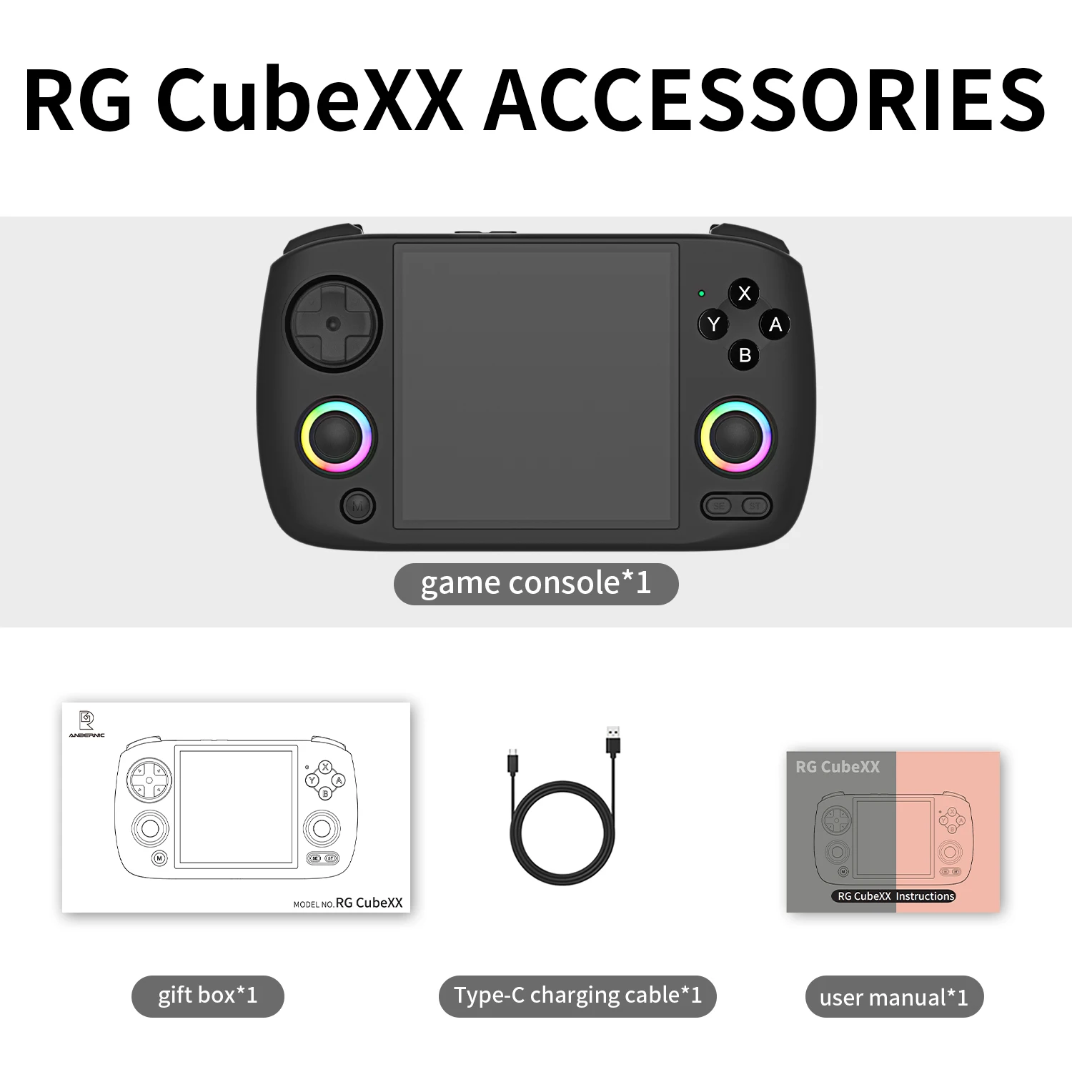 ANBERNIC RG CubeXX Retro Handheld Games Console Linux RGB Joystick Video Gaming Player Supports WIFI HD TV Connection RG Cube XX
