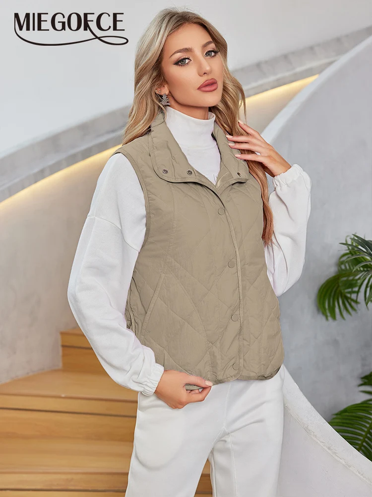 

MIEGOFCE Spring Autumn Comfortable Sleeveless Short Women Jacket Diamond-shaped Design Parka Windproof Cotton Jacket AJM-00005