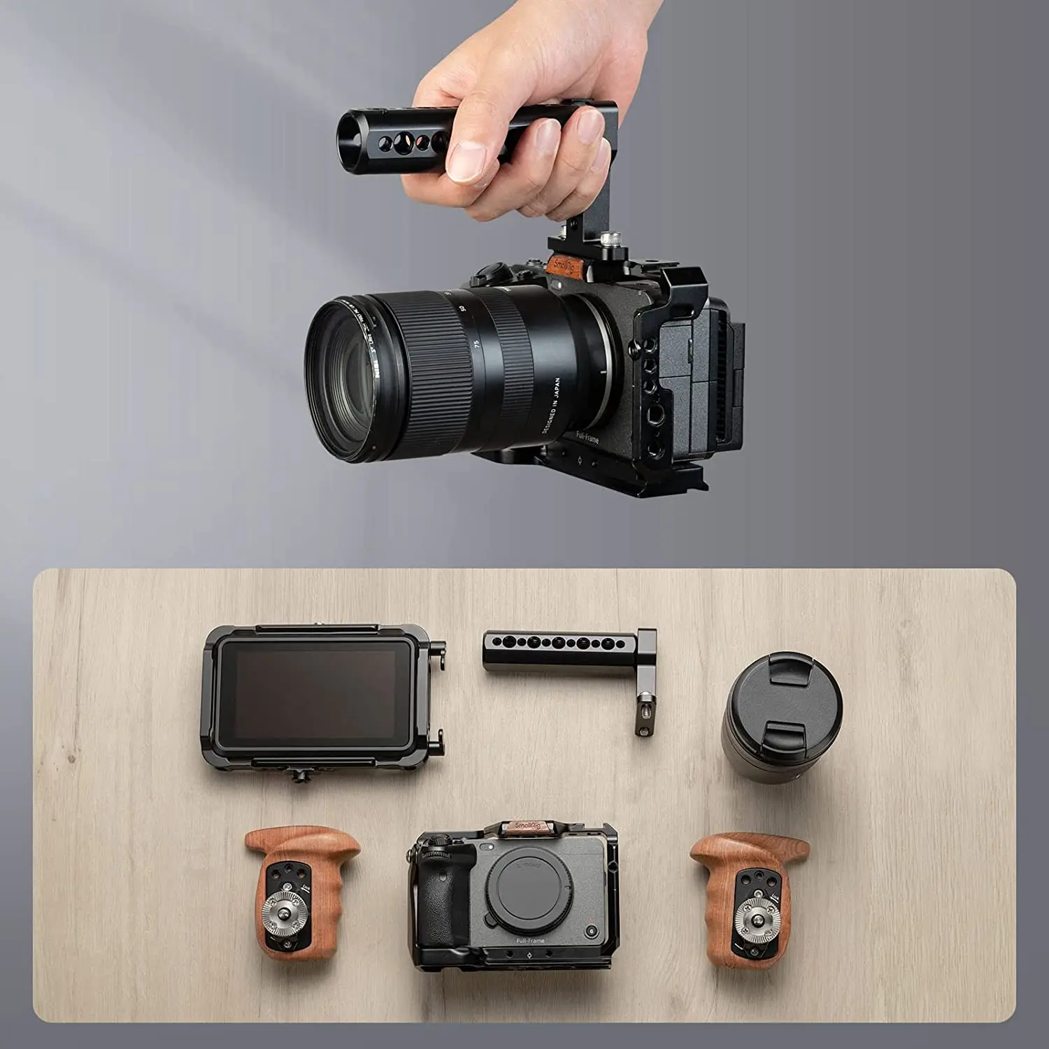 디지털 Dslr 카메라 케이지 모니터 용 콜드 슈 플레이트가있는 SmallRig 범용 탑 핸들 그립 LED 마이크 슈 마운트 DIY