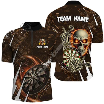 Nome personalizzato freccette Camo Vintage Flame Graffiti Tattoo Retro 3dprint Harajuku Summer Funny maniche corte Zip Polo Jersey 10
