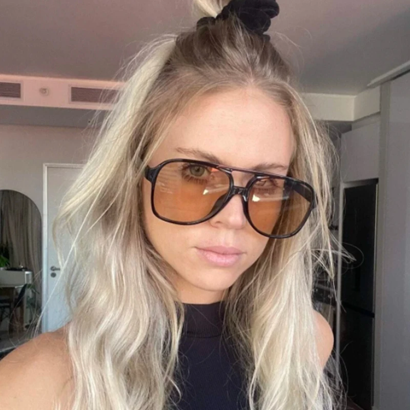 Vintage Chic Double-Beam Retro Square Aviator Sunglasses