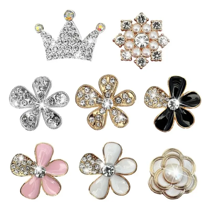 

8pcs Glitter Rhinestone Snowflake Crown Clip Bling Daisy Air Vent Clips Charm Decor Bling For Car Interior Outlet Accessories