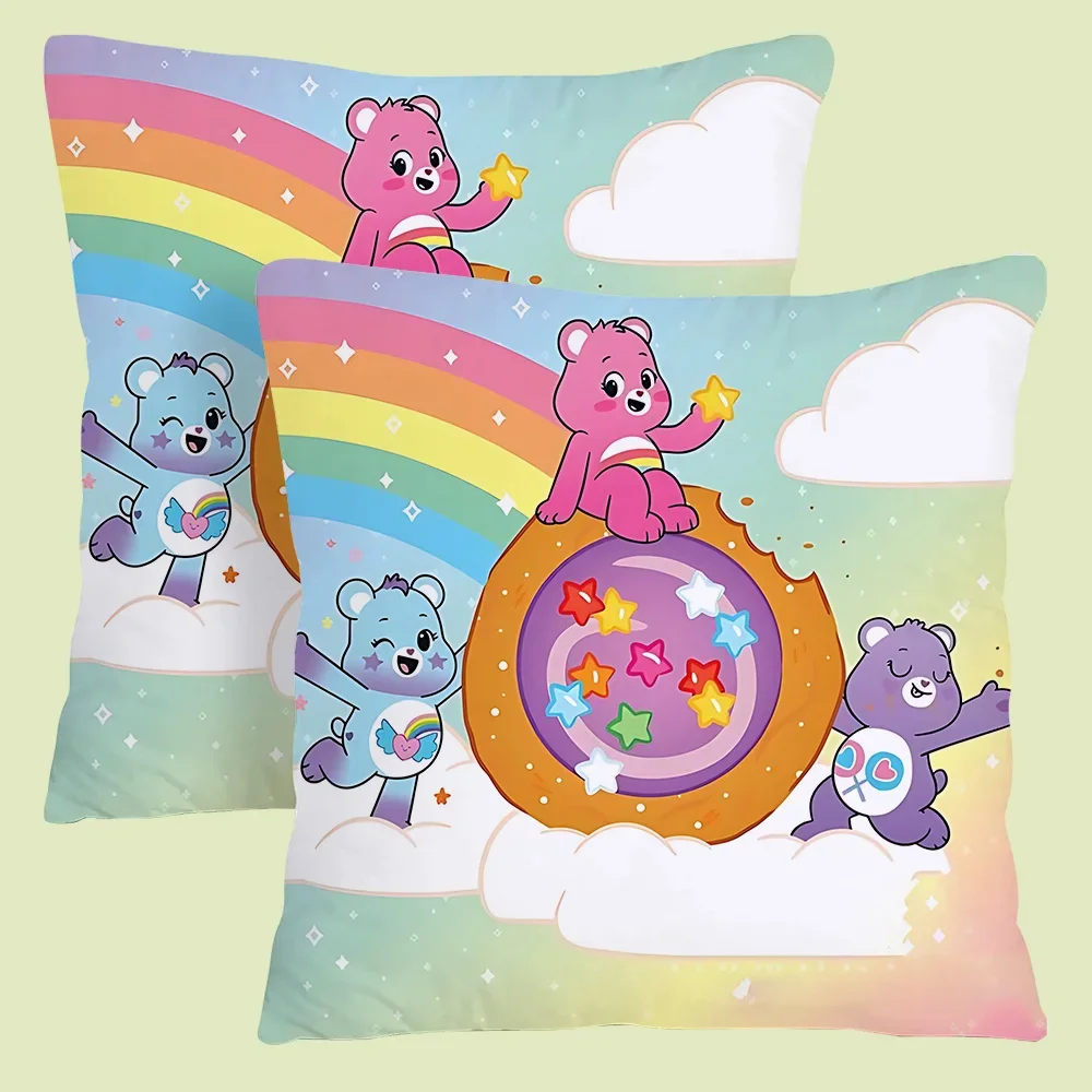 Cute cartoon Care bears Pillow Covers Sofa Decorative Home Double-sided Printing Short Plush Cushion Cover