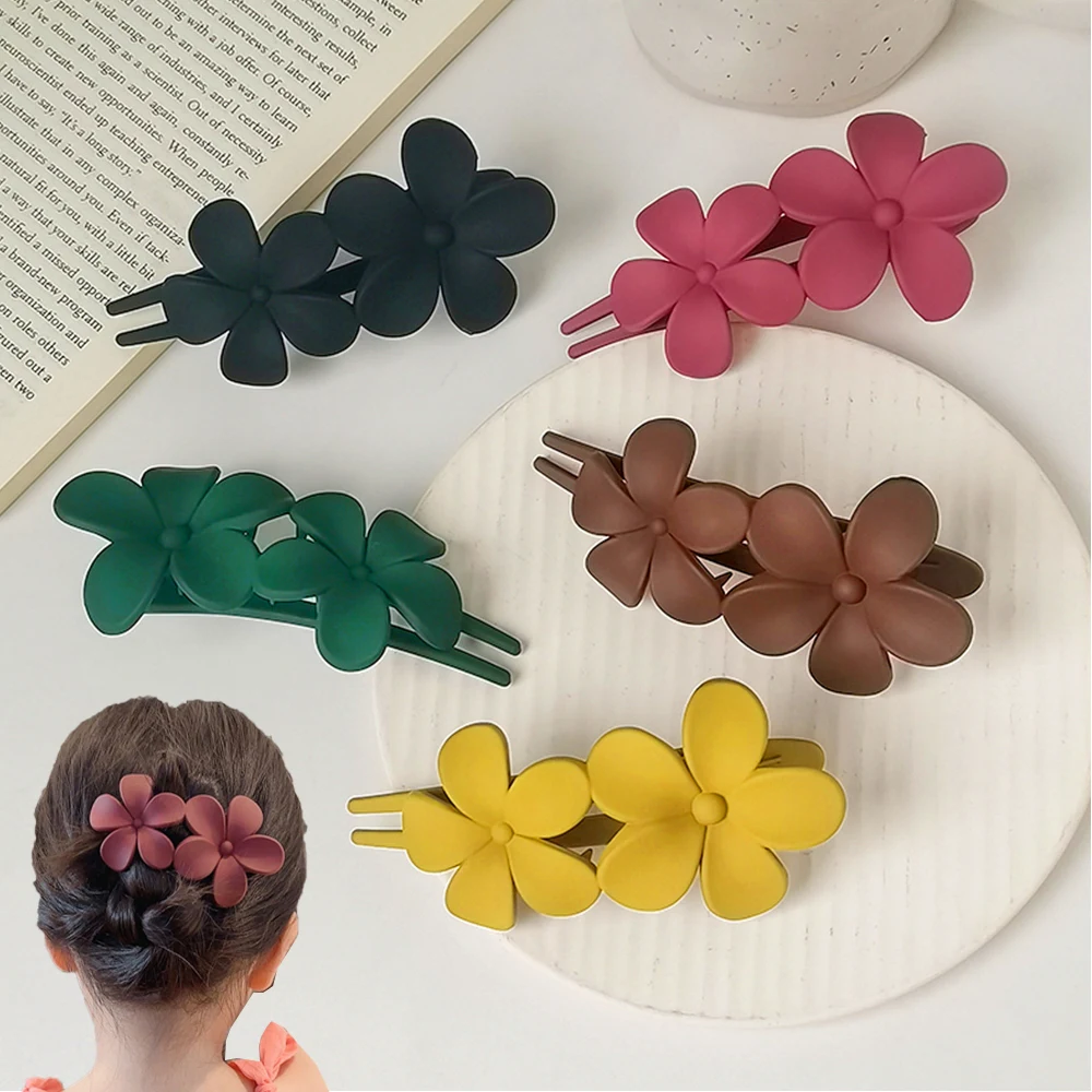 Frosted Flower Big Hair Clip Fashion Korea Elegant Hairgrips Acrylic Solid Hair Claw Fashion Ornament Hair Accessories For Girls