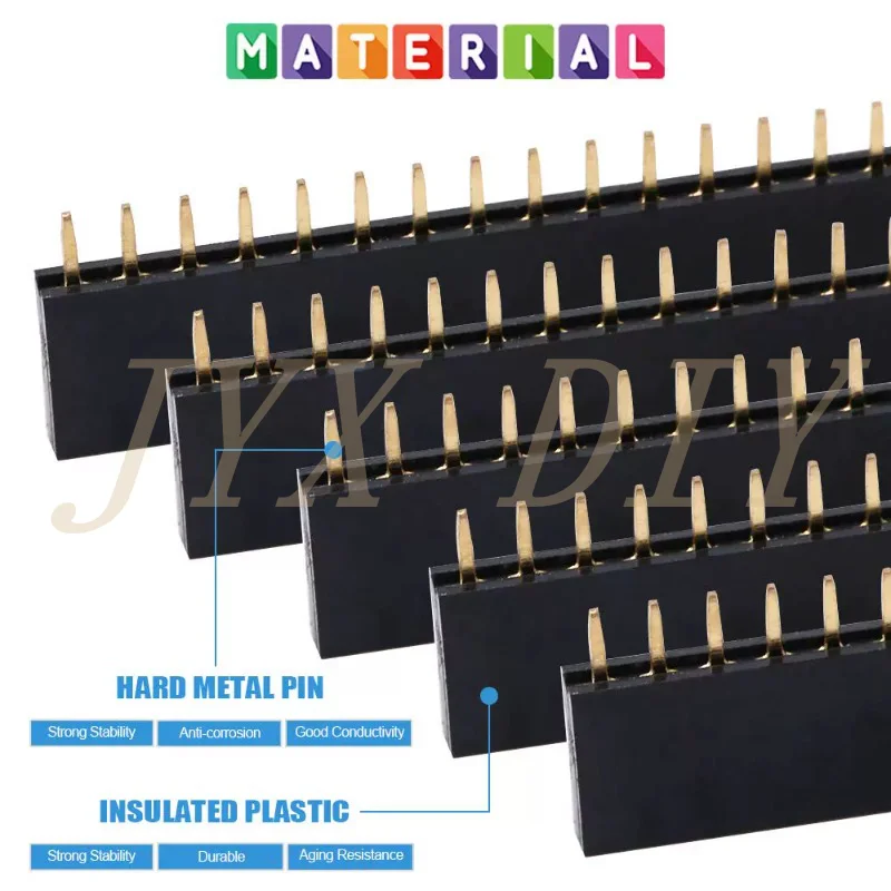 120Pcs 2.54mm 단일 행 암 헤더 소켓 커넥터 PCB 핀 헤더 소켓 모듬 키트 8 종류