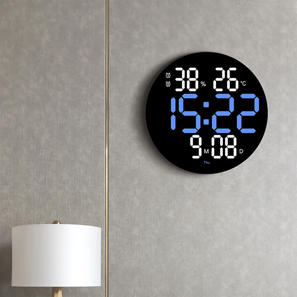 Digital Wall Clock ABS Wall Clock Replacement Battery Powered Home Gym Digital LED Clocks Alarms Thermometer Humidity Meter Accessory